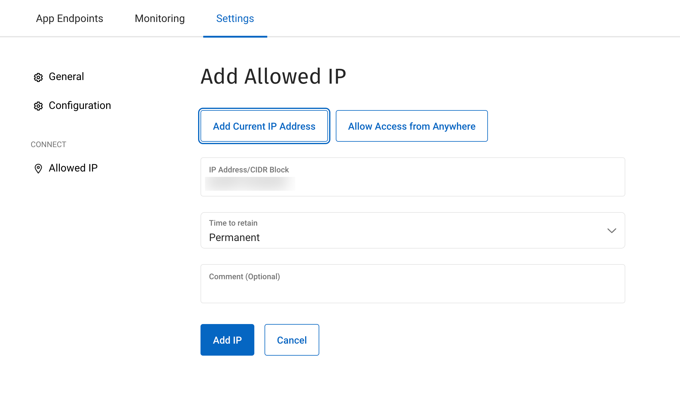 add allowed ip