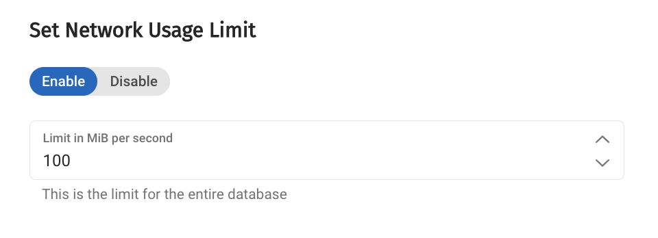 Establishing a network-usage limit for replication.