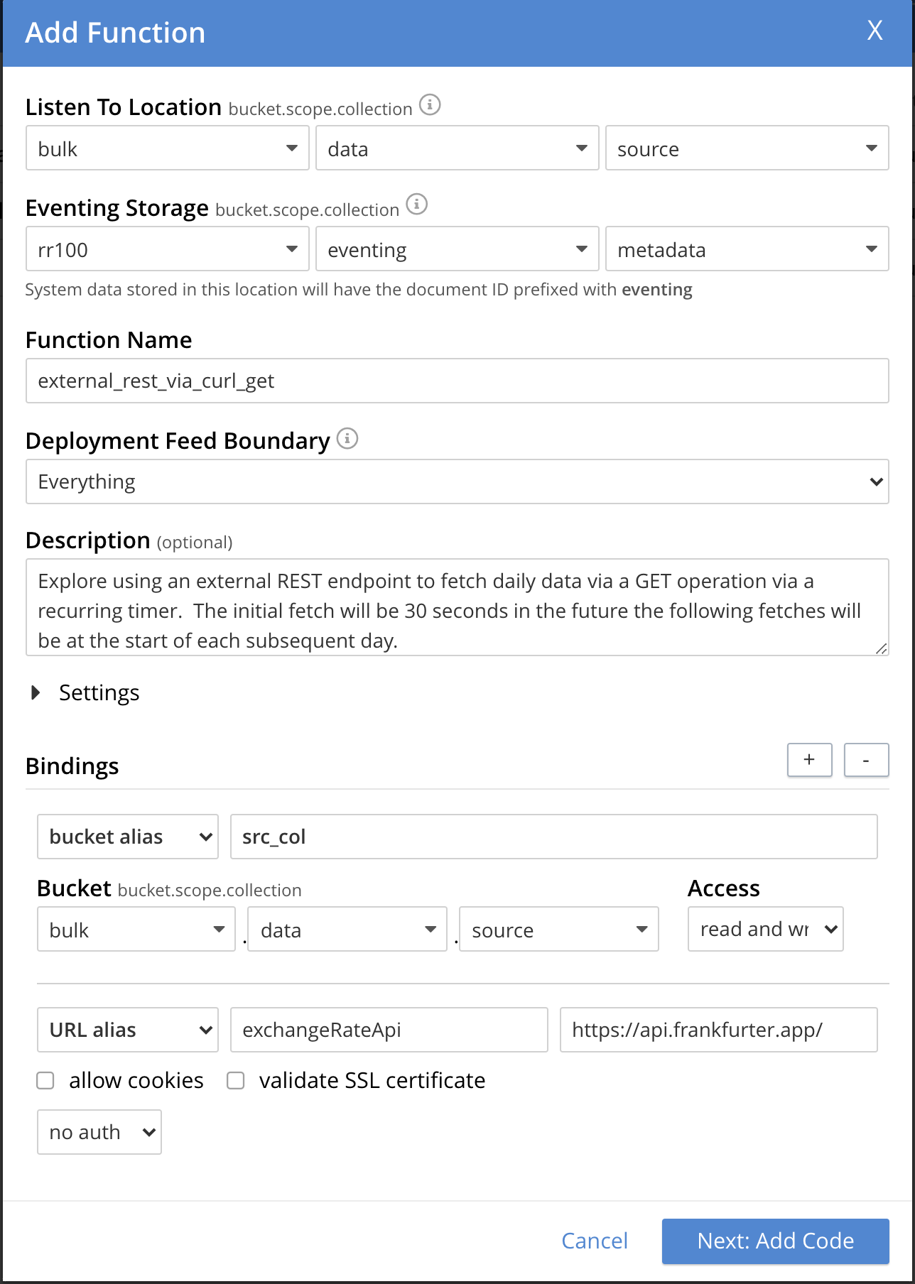 ext rest via curl 01 settings