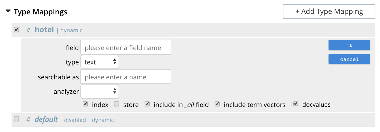 fts type mappings child field dialog