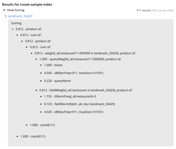 fts ui query scores display