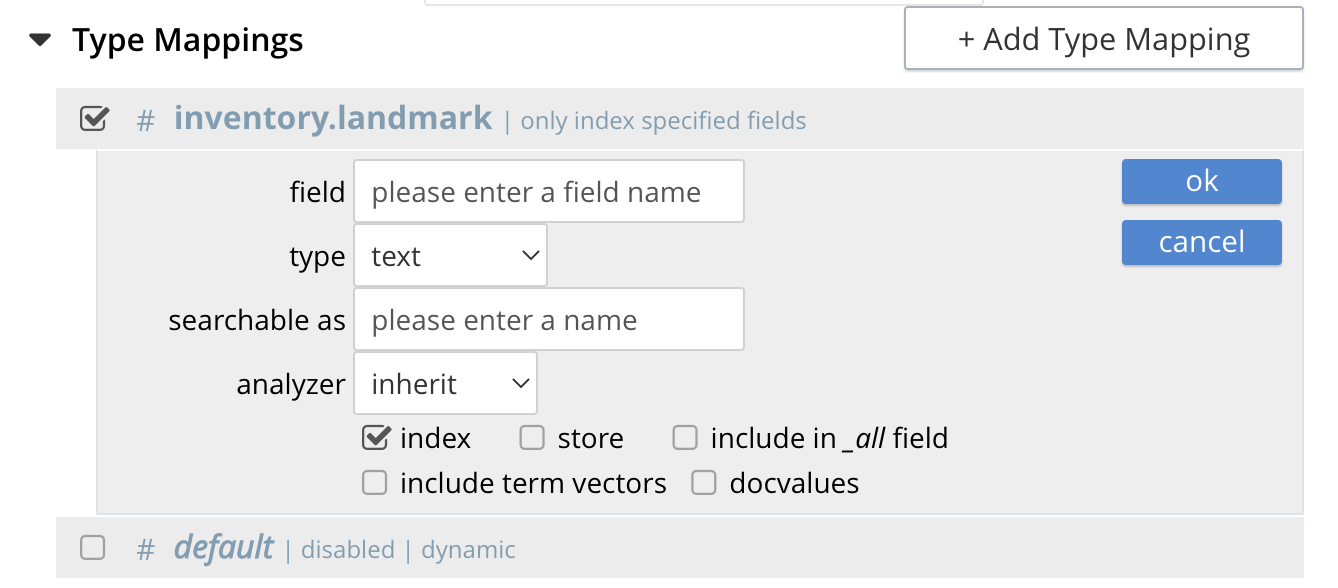 fts index menu2 nondefault empty