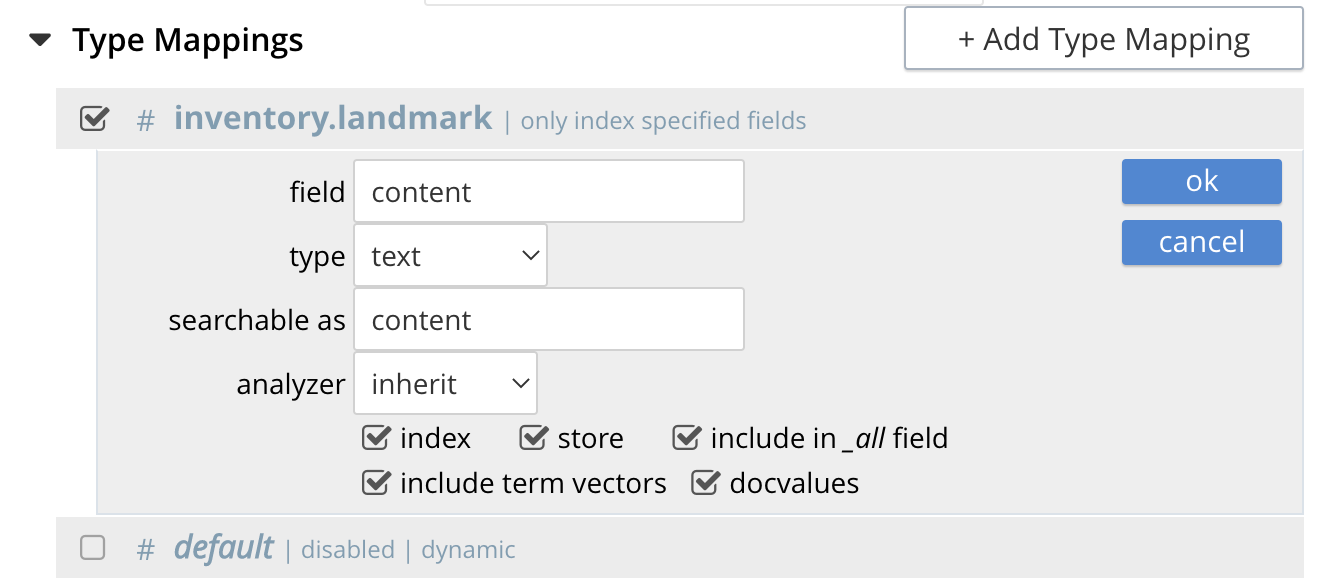 fts index menu2 nondefault filled