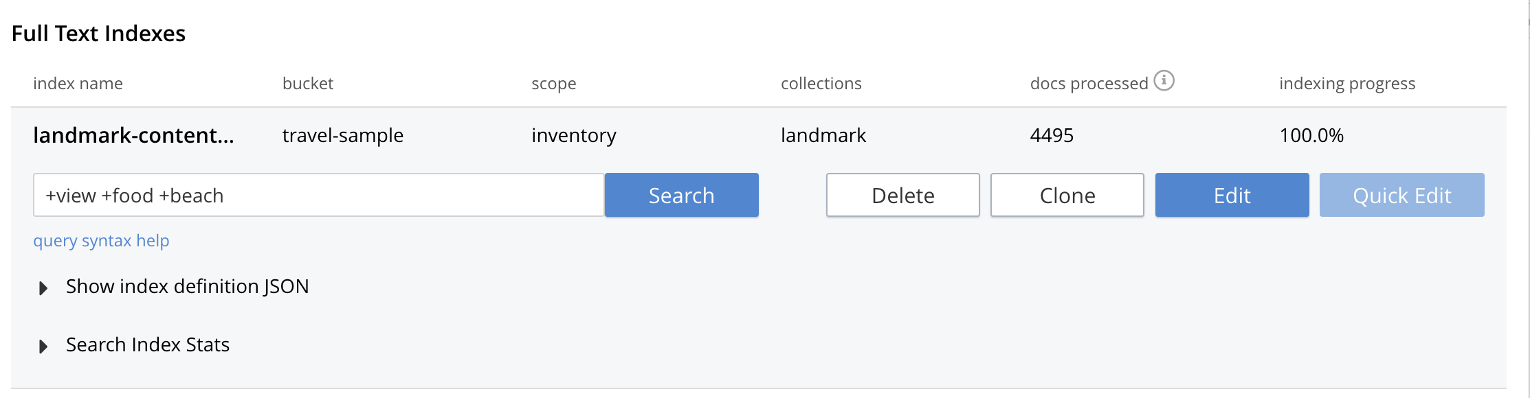 fts index nondefault search