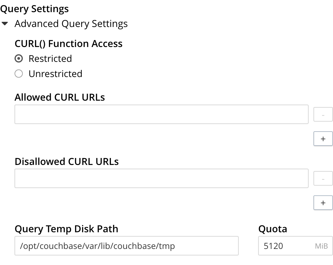 The top half of the Query Settings panel