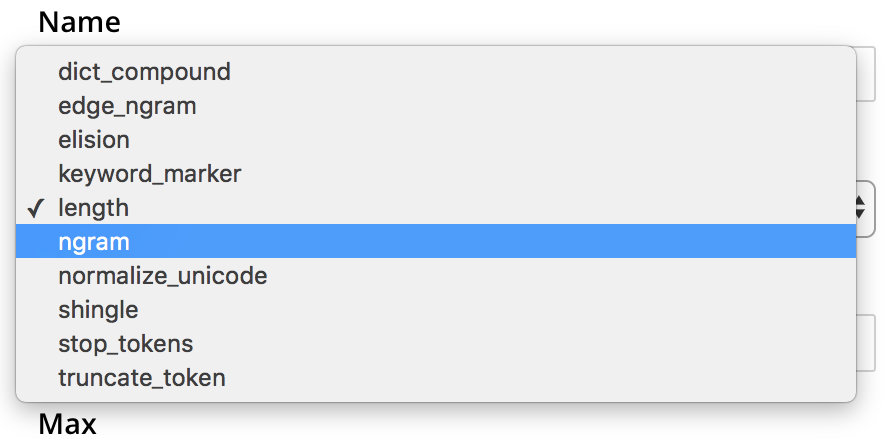 fts custom filters token filter types