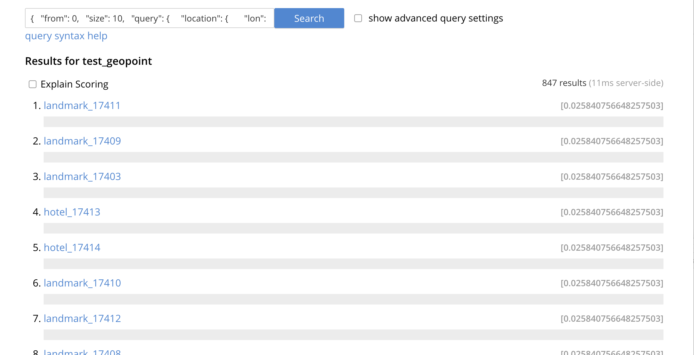 fts index geopoint search results