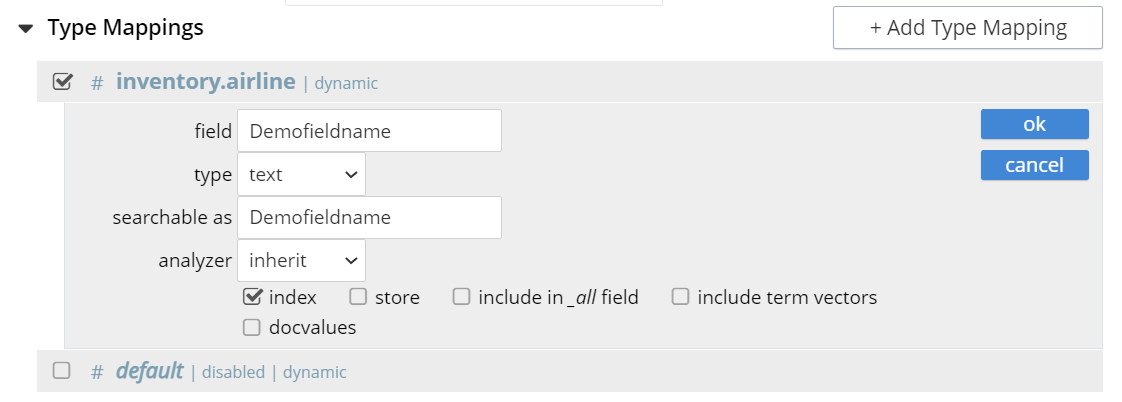 fts type mappings child field index