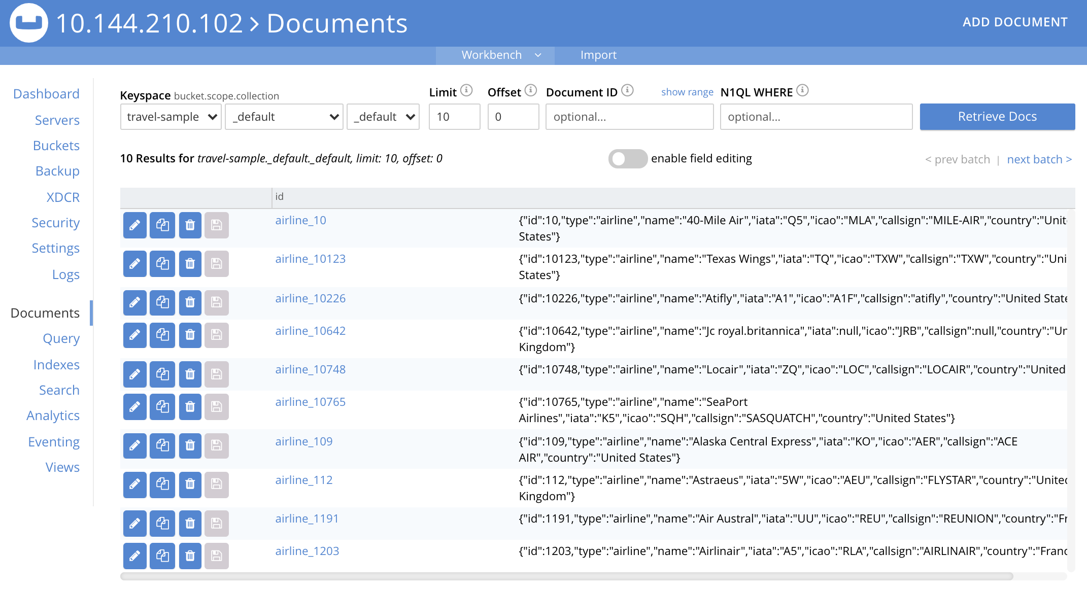 The Documents screen