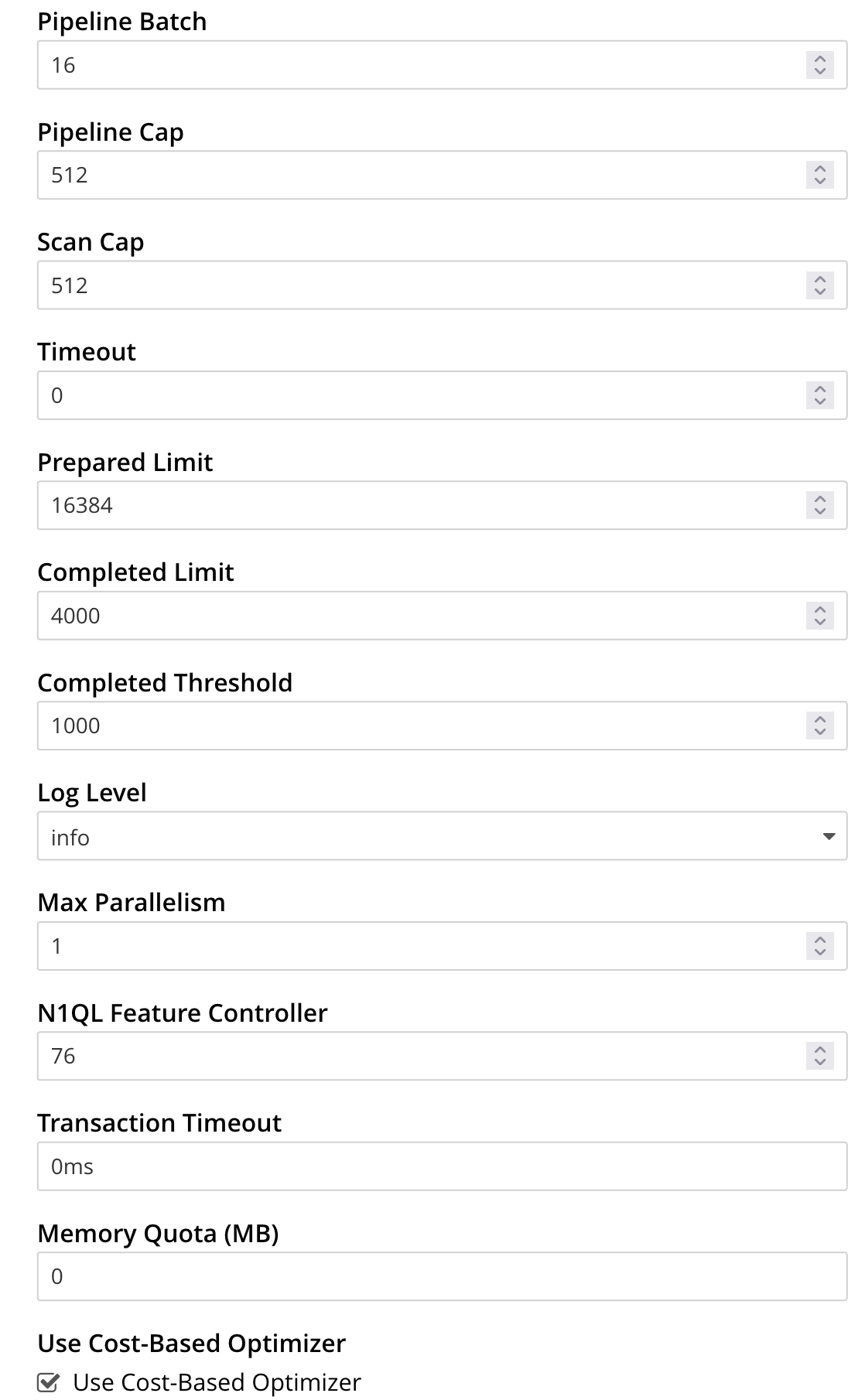 The bottom half of the Query Settings panel