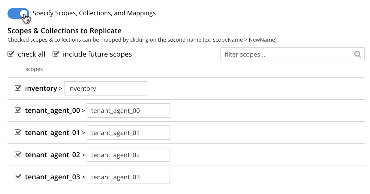 specify scopes panel