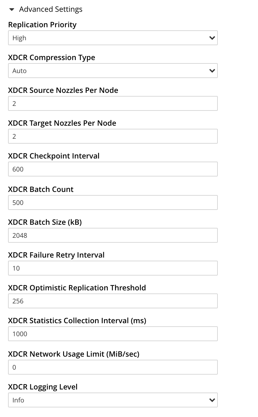 xdcr advanced settings