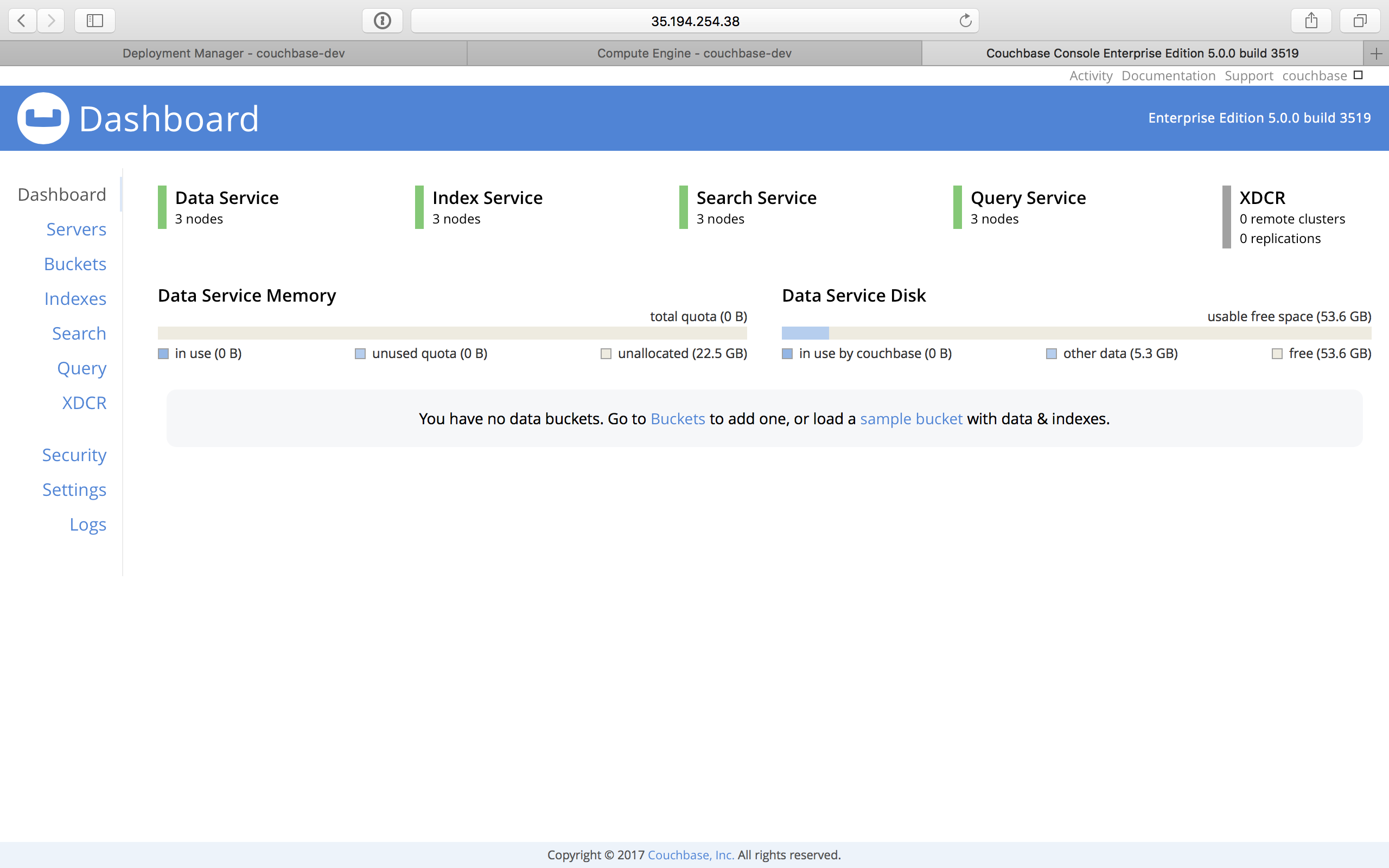 gcp web console dashboard