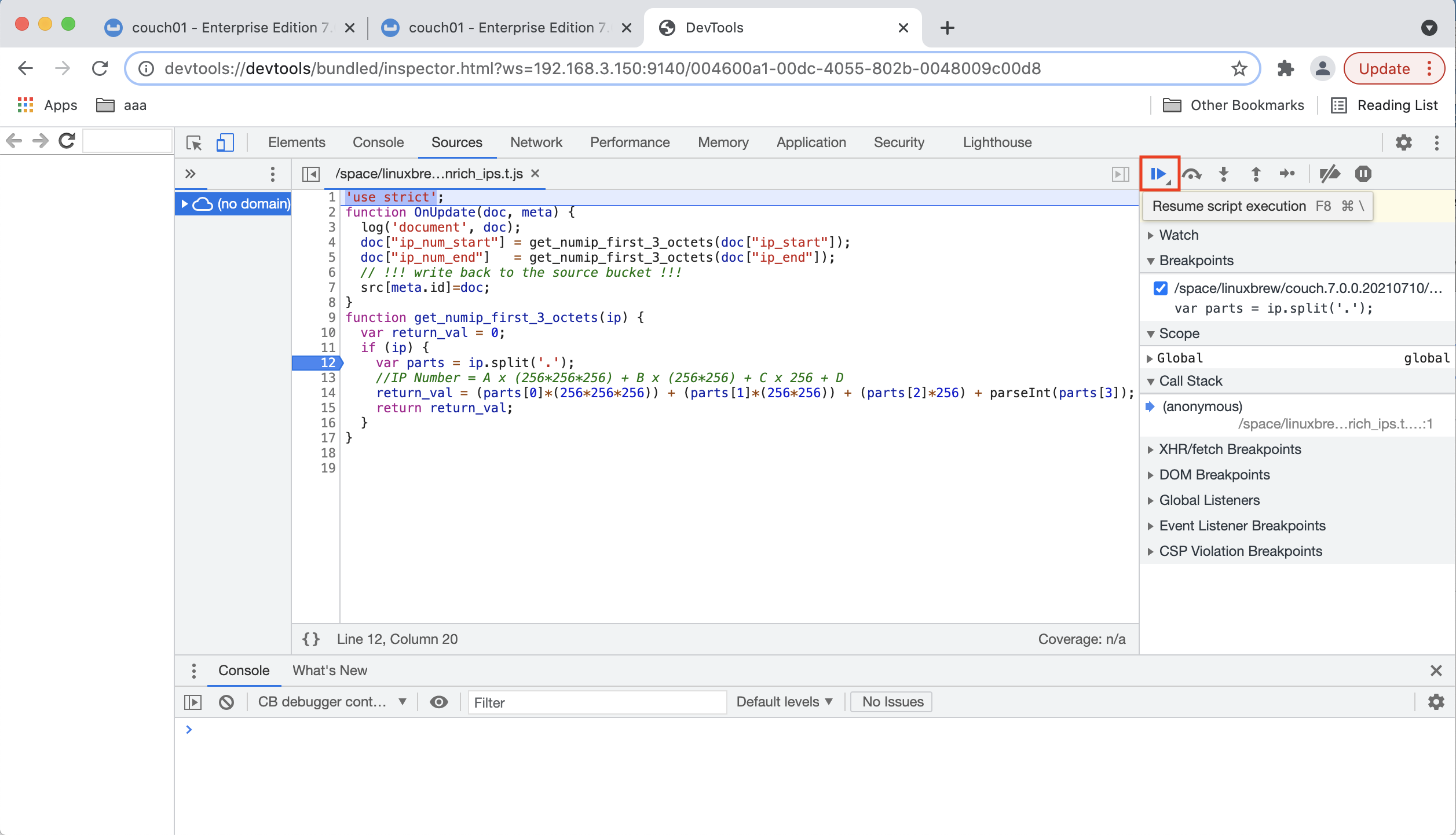 debugger 11 chrome run to bp