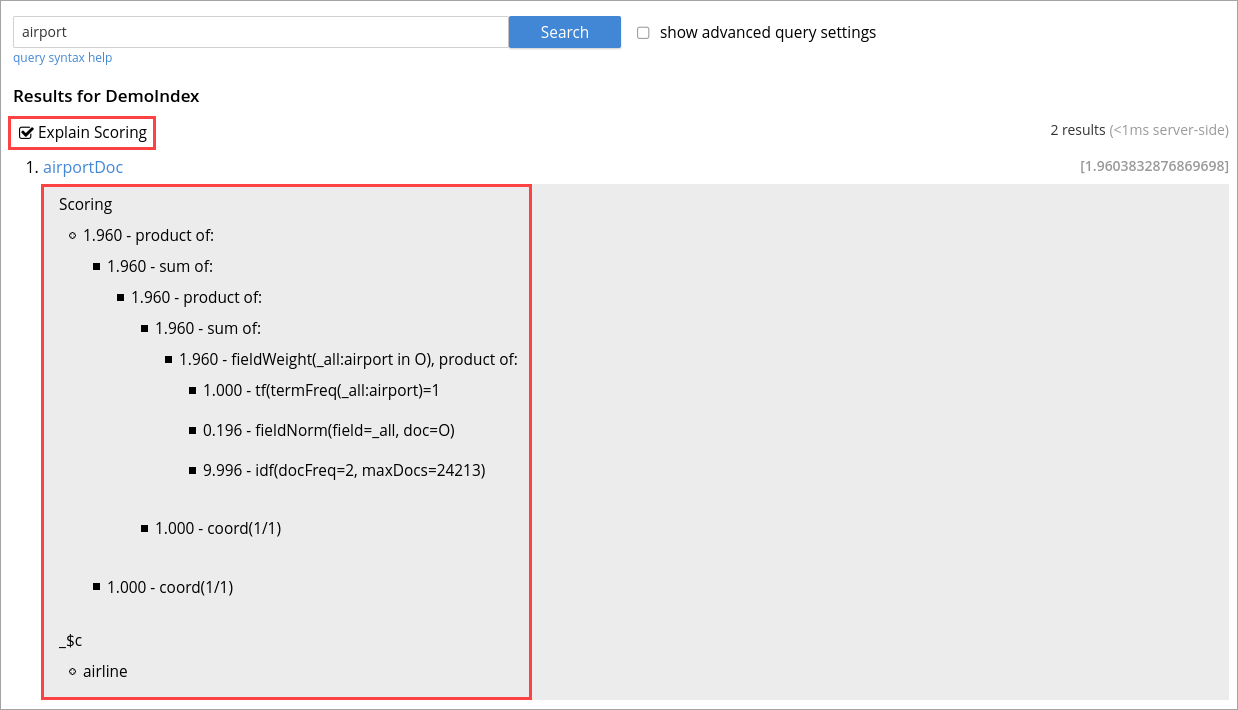 fts td idf explain scoring enabled