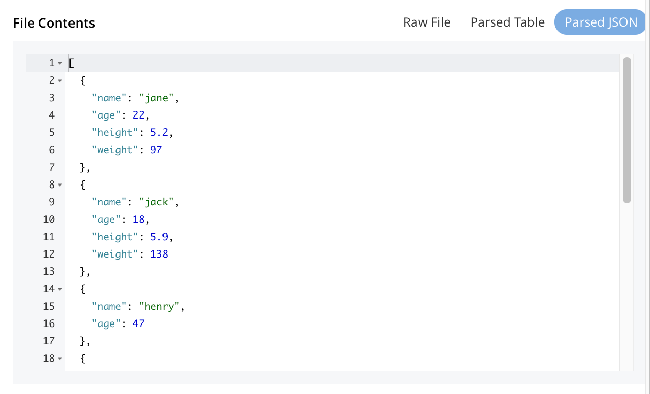 list.json as parsed JSON