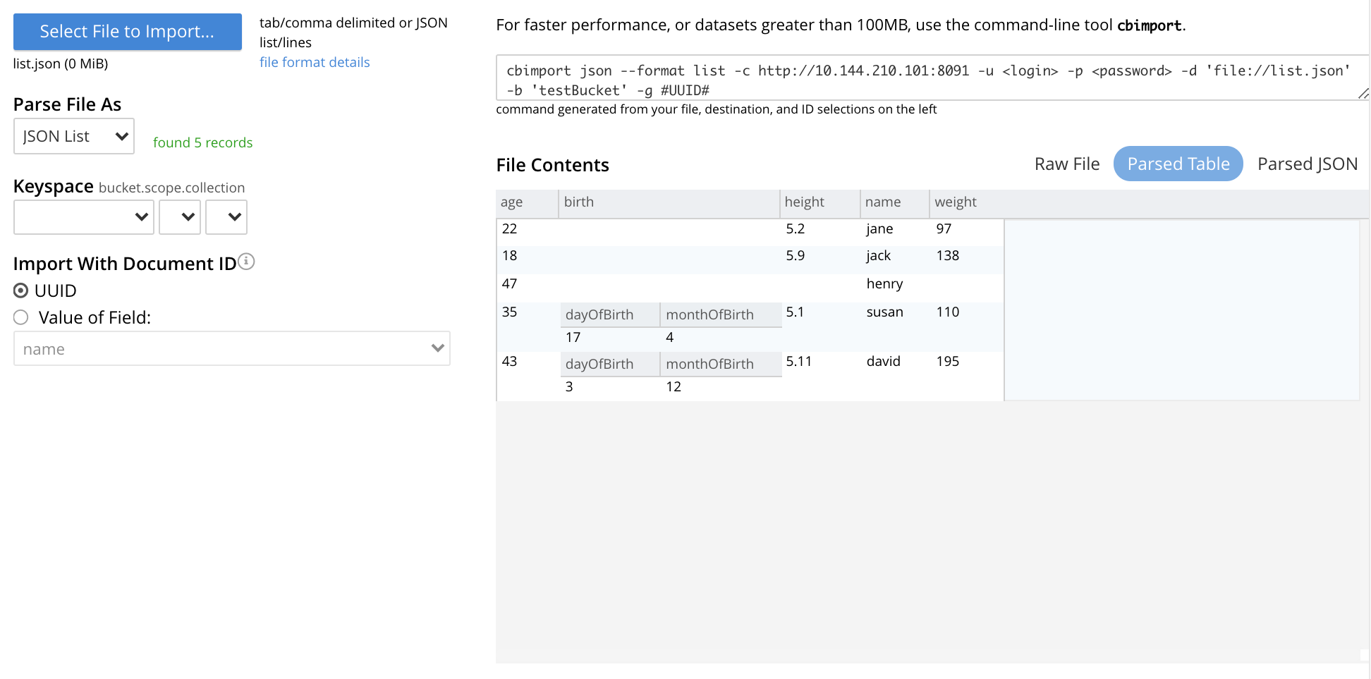 Preview of list.json