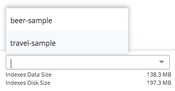 Index Service statistics, selecting travel-sample